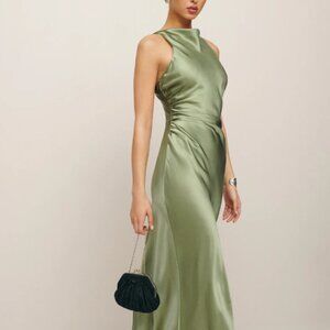 NWT - Reformation Casette Silk Dress in Artichoke